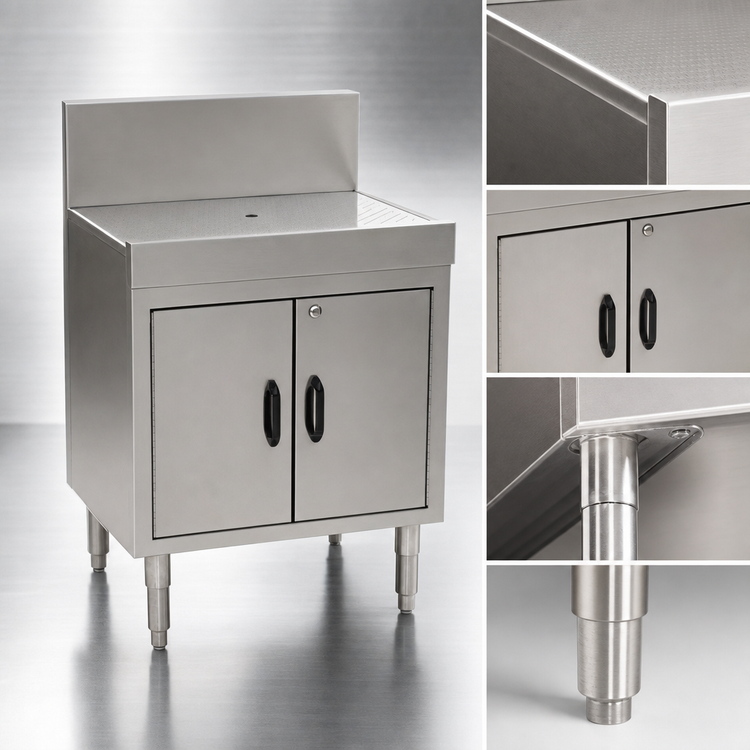 Product image #3 for Eagle Spec-Bar Stainless Steel Closed Base Workboard Cabinet with Locking Doors, 24"W x 24"D