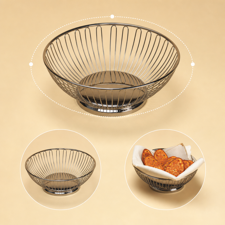 Product image #3 for American Metalcraft 8 Inch Round Stainless Steel Serving Basket