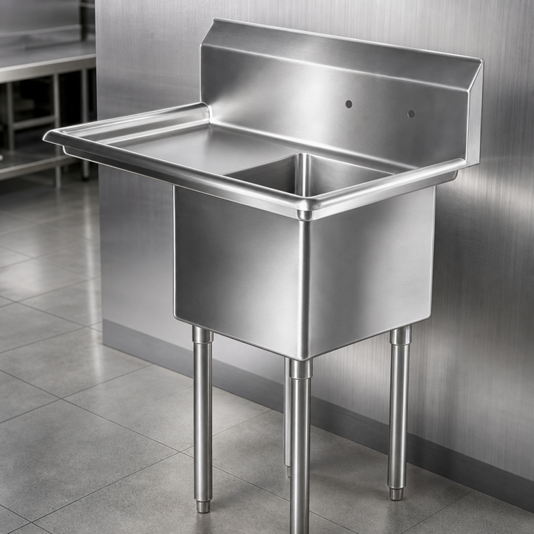 Product image #3 for Serv-Ware 18-Gauge 304 Stainless Steel 1-Bowl Sink with Left 18-Inch Drainboard