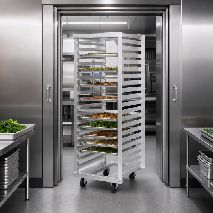 Product image #3 for Metro Pass-Thru Roll-In Aluminum Refrigerator Rack for 36 18 x 26 Sheet Pans