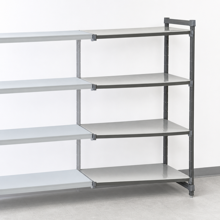 Product image #3 for Cambro Camshelving Basics Plus 4-Tier Solid Polymer Shelving Add-On Unit, 18 x 36 x 64 Inches, Brushed Graphite