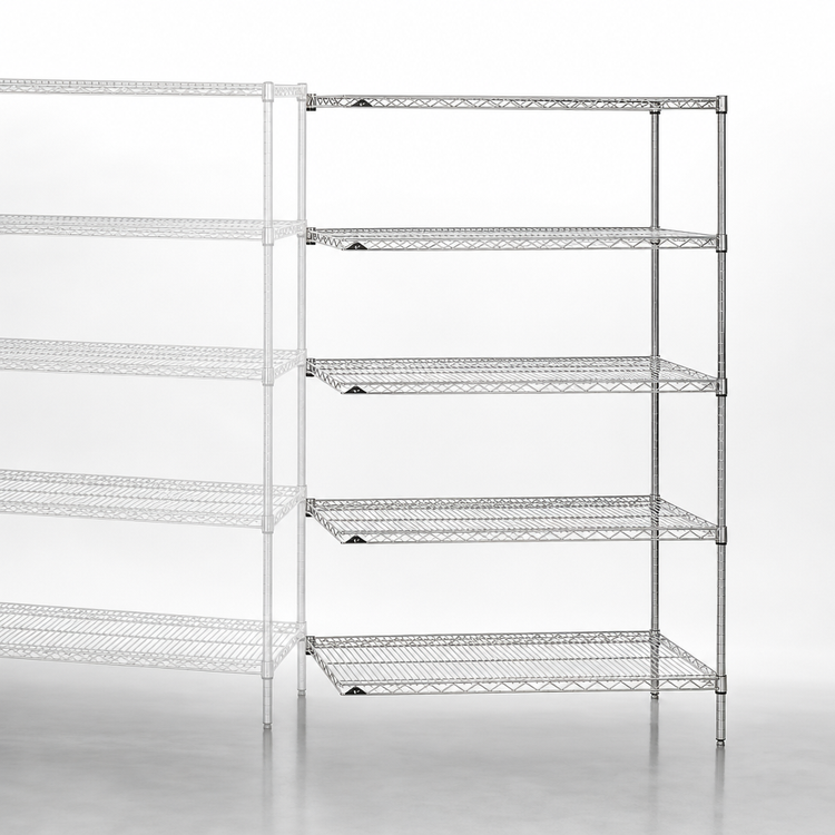 Product image #3 for Metro Super Erecta 36"W x 24"D x 74"H Chrome Plated 5-Shelf Add-On Wire Shelving Unit