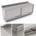 Thumbnail image #3 for John Boos Enclosed Cabinet Base Work Table with Sliding Doors, 144 x 30-Inch, 14-Gauge Stainless Steel Top, 5-Inch Backsplash