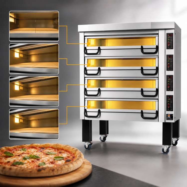 Product image #3 for PizzaMaster PM 724ED 4-Deck Electric Pizza Deck Oven with Ceramic Clay Stones