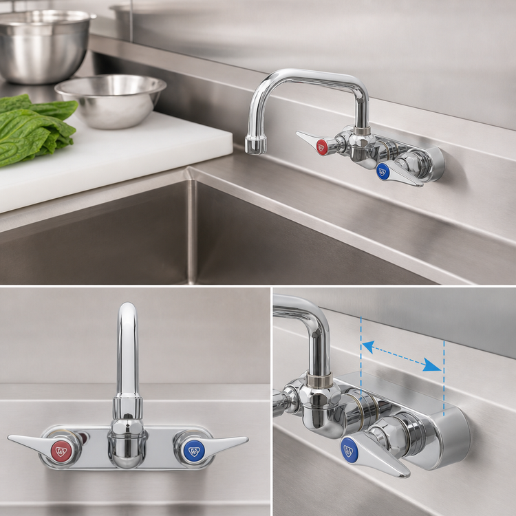 Product image #3 for T&S Brass 4-Inch Center Wall-Mount Workboard Faucet with 6-Inch Swing Nozzle