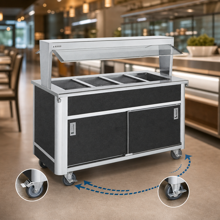 Product image #3 for Atlas Metal BLC-2-BU 2-Pan Mobile Iced Cold Food Serving Counter