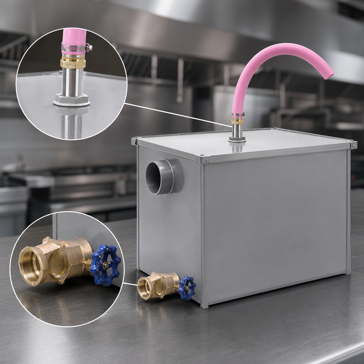 Product image #3 for WD-15-A Semi-Automatic Draw-Off Grease Interceptor, 15 GPM, 30 lb Capacity, 2-Inch Threaded Connections