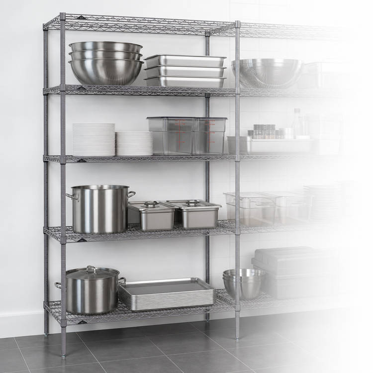 Product image #3 for Metro Super Erecta Stationary Starter Wire Shelving Unit, 60"W x 21"D x 74"H, 4 Shelves