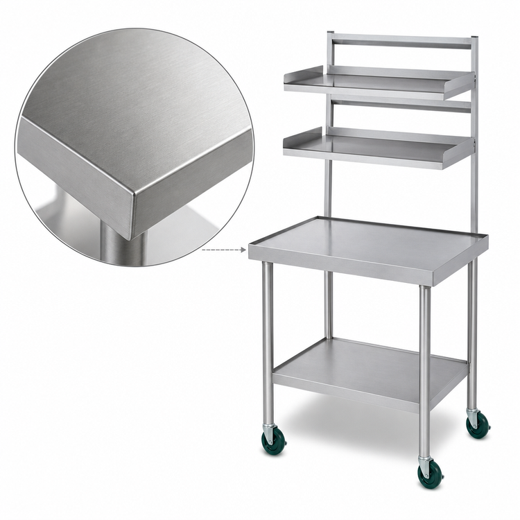 Product image #3 for Dinex Mini Starter Workstation Mobile Stainless Steel Work Table, 30"W x 24"D, 14-Gauge Top, Overshelves and Undershelf