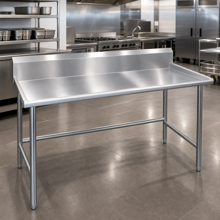 Product image #3 for Advance Tabco BSR-96 Stainless Steel Sorting Table with 10-1/2-Inch Backsplash and 3-Inch Raised Edge, 96 x 30 Inches