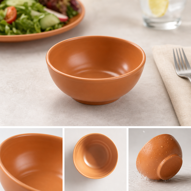 Product image #4 for American Metalcraft Marra Collection 10 oz Round Melamine Bowl, Terra Cotta