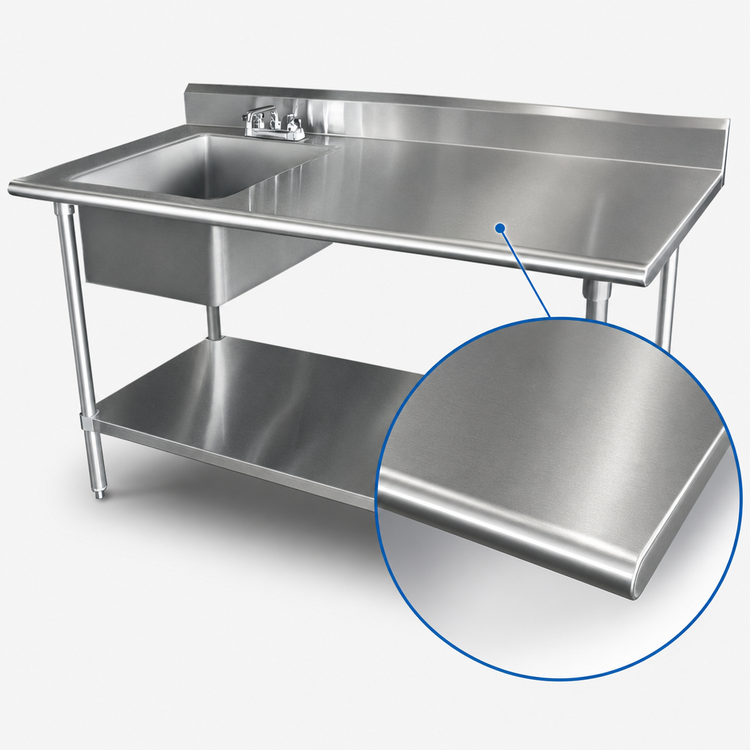 Product image #3 for Advance Tabco Special Value Series 60-Inch x 30-Inch Work Table with Left Prep Sink and 5-Inch Backsplash