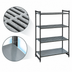 Thumbnail image #3 for Cambro Camshelving Basics Plus 4-Tier Stationary Polymer Shelving Starter Unit, 18 x 60 x 84 Inches, 3 Vented Shelf Plates and 1 Solid Shelf Plate, Brushed Graphite