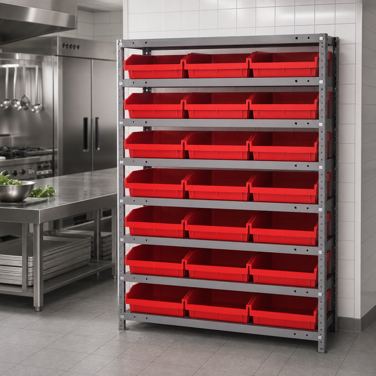 Product image #3 for Quantum Heavy-Duty Stationary Wire Shelving Unit with 7 Shelves and 18 Bins, 36 x 12 x 39 Inches