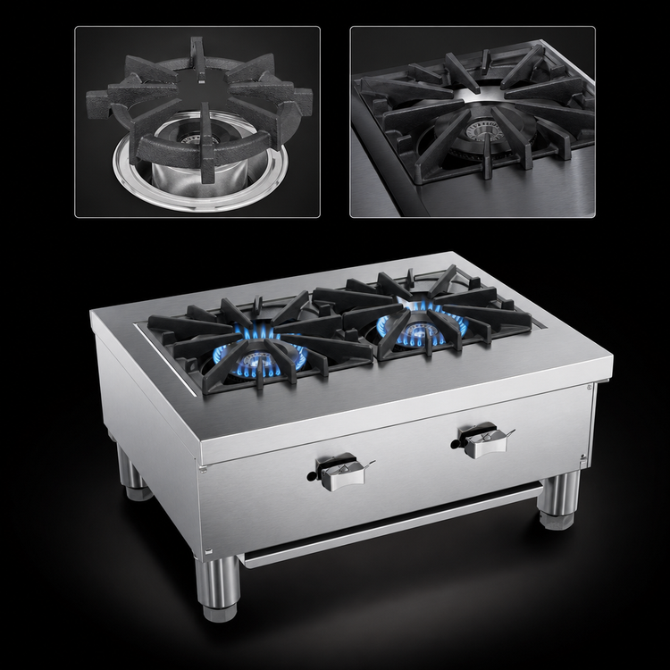 Product image #3 for Vulcan VCRR24 24-Inch Countertop Specialty Gas Hotplate with 2 Burners, 1 Drawer, Stainless Steel