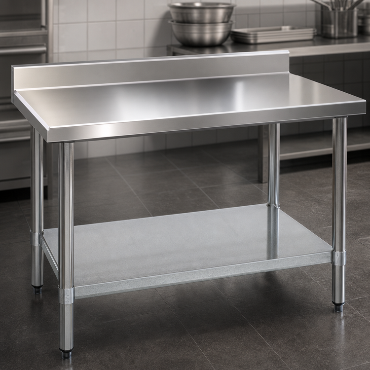 Product image #3 for Spec-Master Marine Series 72" x 30" Stainless Steel Work Table with 4-1/2" Backsplash and Galvanized Undershelf