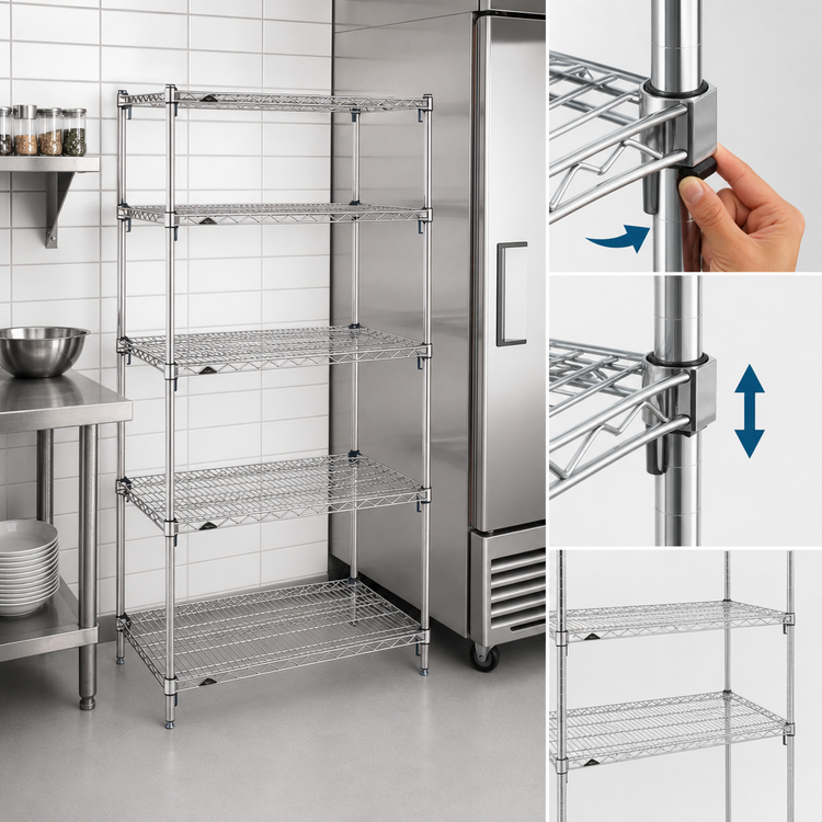 Product image #3 for Metro Super Adjustable Super Erecta 5-Shelf Chrome Plated Starter Wire Shelving Unit, 24"W x 21"D x 74"H