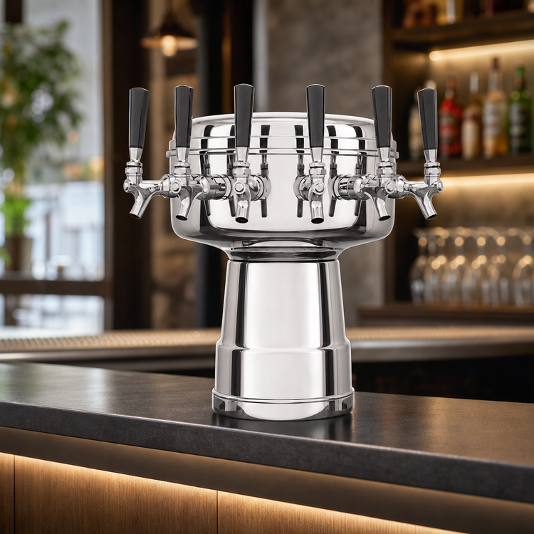 Product image #3 for Micro Matic Mushroom 6-Faucet Stainless Steel Countertop Glycol-Cooled Draft Beer Tower