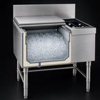 Thumbnail image #3 for Eagle Group Spec-Bar BCT24R-19 Underbar Combo Ice Bin/Bottle Unit, 40 lb. Insulated Bin, Sliding Cover, Right-Side 6-Bottle Compartment