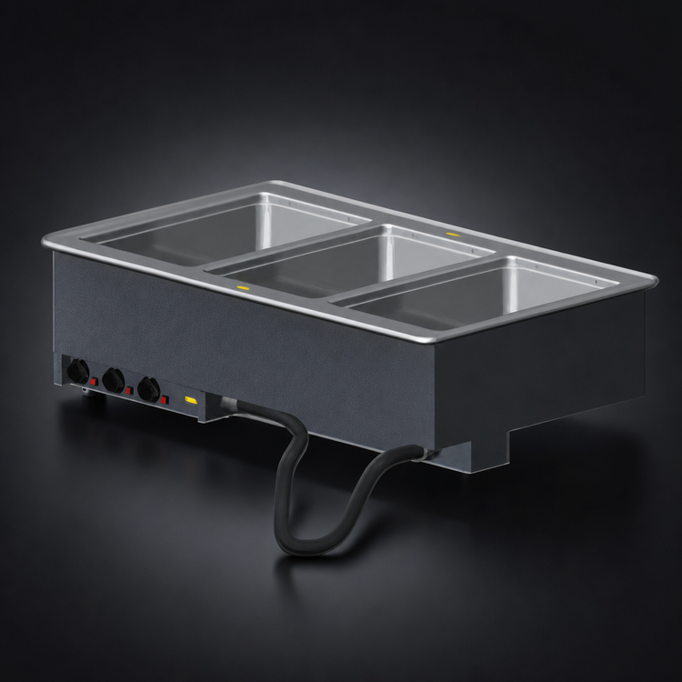 Product image #3 for Vollrath Three-Well Full-Size Electric Drop-In Hot Food Well with Thermostatic Controls, Wet Operation, Manifold Drain, 208V