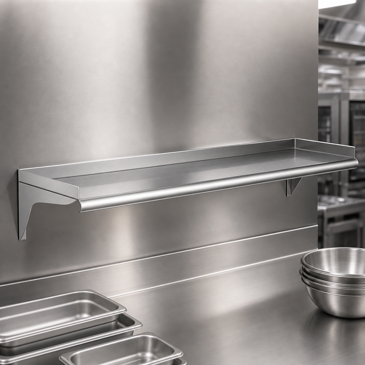 Product image #3 for Eagle Group 108-Inch W x 12-Inch D Wall-Mounted Stainless Steel Wall Shelf, 16 Gauge 304