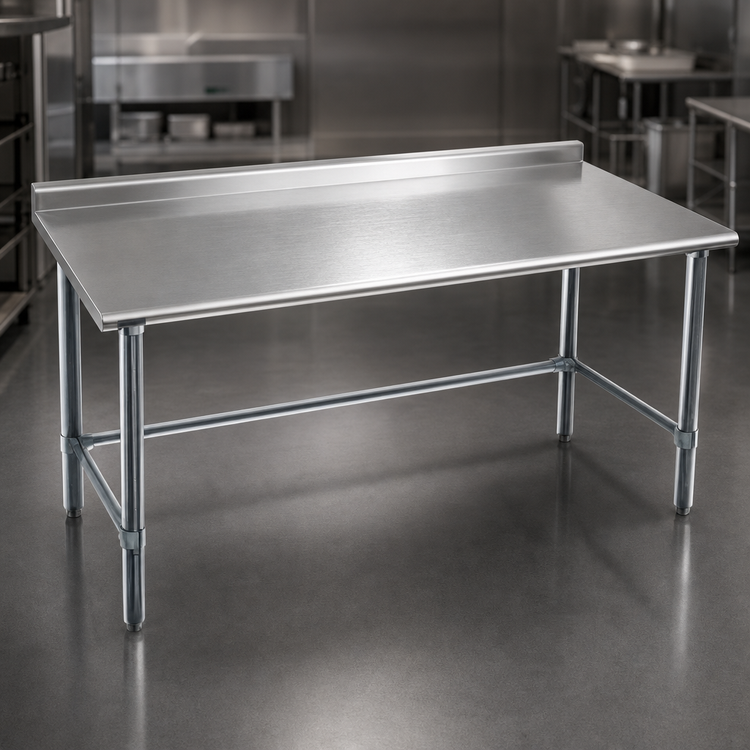 Product image #3 for Eagle Group Deluxe Series 60-Inch x 36-Inch Stainless Steel Work Table with 1-1/2-Inch Rear Up-Turn and Open Galvanized Base