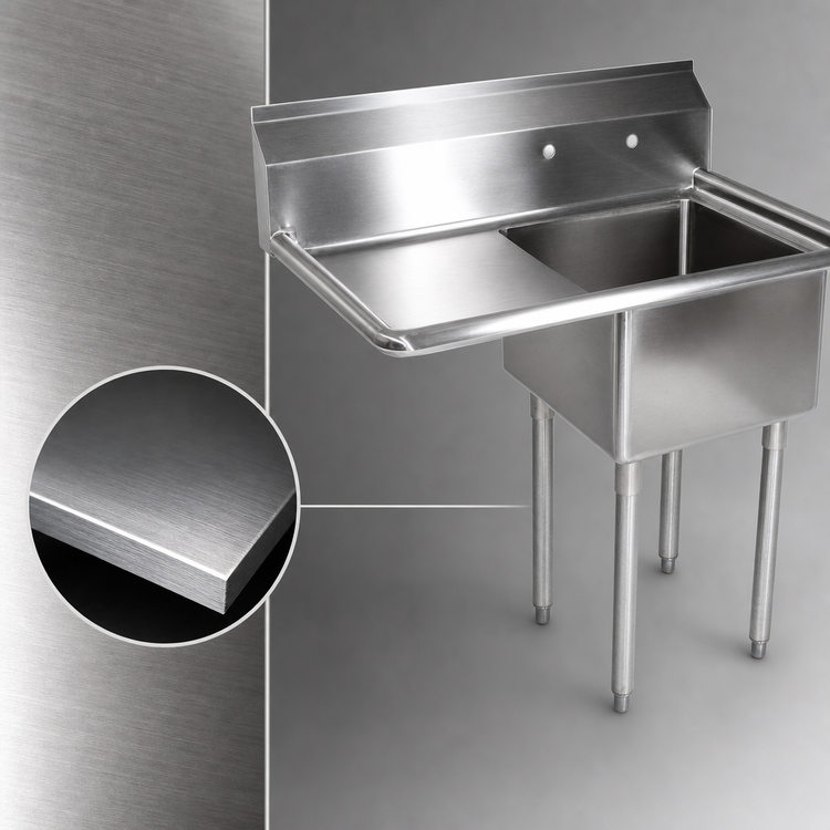 Product image #3 for John Boos E-Series 1-Compartment Stainless Steel Sink with Left Drainboard