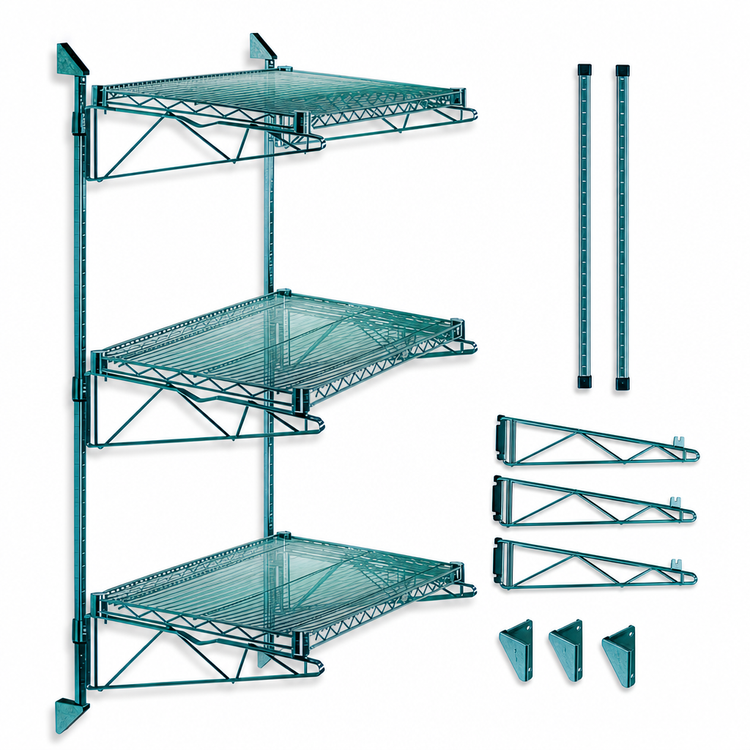 Product image #3 for Quantum Wall-Mounted Cantilever 3-Shelf Starter Unit with 54-Inch Posts