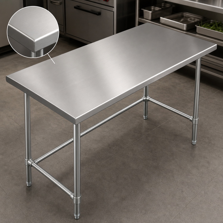 Product image #3 for Sapphire Manufacturing 60 Inch x 24 Inch Stainless Steel Work Table with Galvanized Legs