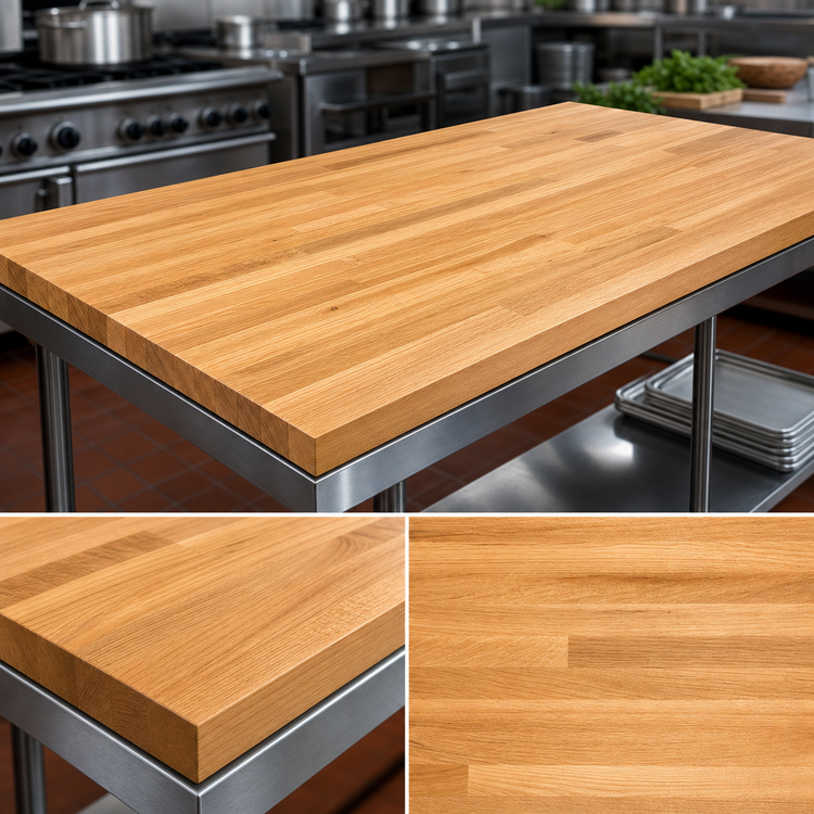 Product image #3 for John Boos Appalachian Red Oak Blended Edge Grain Island Countertop, 132 x 38 x 1-1/2 Inch, Varnique Finish