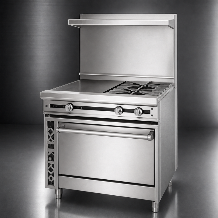 Product image #3 for Jade Titan 36" Heavy Duty Gas Range with 18" Hot Top and 18" Manual Griddle, Cabinet Base