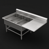 Thumbnail image #3 for John Boos Pro-Bowl 3-Compartment Platter Sink with Right Drainboard, 64-3/16