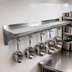 Thumbnail image #3 for John Boos Stallion 60-Inch Wall-Mount Stainless Steel Pot Rack Shelf, 18 Gauge, 5 Hooks