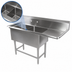 Thumbnail image #3 for John Boos Pro-Bowl 2-Compartment Stainless Steel Sink with Right Drainboard and 10-Inch Backsplash