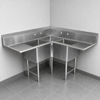 Thumbnail image #3 for John Boos Pro-Bowl 3PBCS24-2D36 3-Compartment Corner Sink with Dual 36-Inch Drainboards, 16-Gauge Stainless Steel, 10-Inch Backsplash