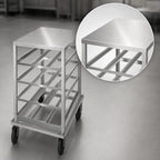 Thumbnail image #3 for Advance Tabco CRSS10-54 Mobile Can Rack with Stainless Steel Top, Aluminum Frame, Sloped Glides, 54 #10 or 72 #5 Can Capacity