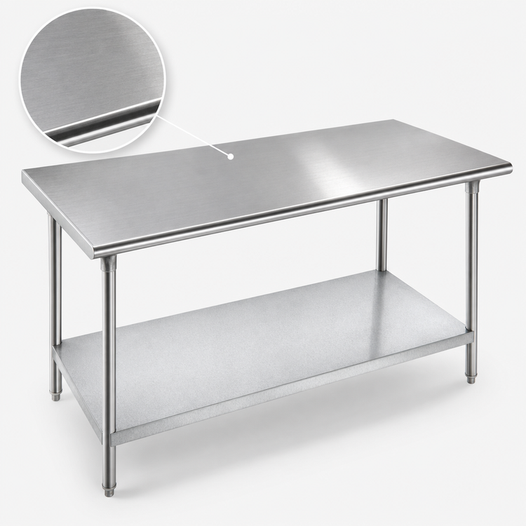 Product image #3 for Advance Tabco 108 Inch x 36 Inch 304 Stainless Steel Flat Top Work Table with Galvanized Undershelf and Legs