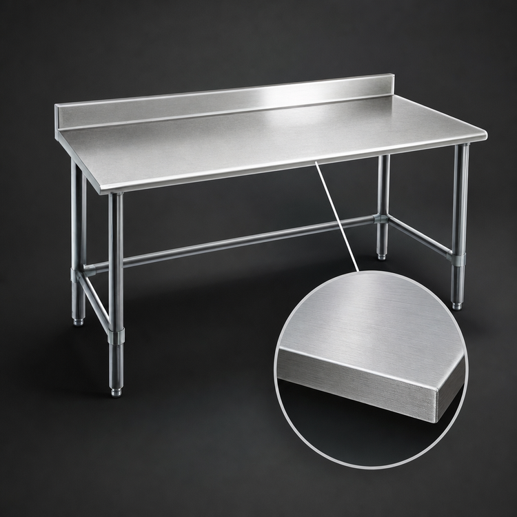 Product image #3 for Spec-Master 84" x 30" Stainless Steel Work Table with 4-1/2" Backsplash and Tubular Base