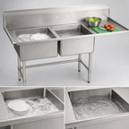 Thumbnail image #3 for Eagle Group BlendPort® BPS-1836-2-18R-FE 2-Compartment Stainless Steel Sink, 18 x 18-Inch Bowls, Right Drainboard, 12-Inch Deep