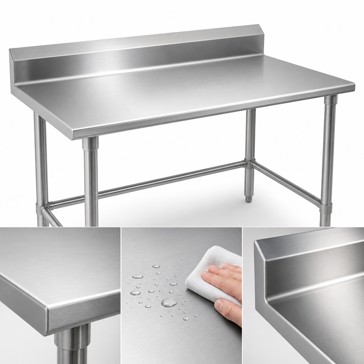 Product image #3 for John Boos Stallion 84-Inch x 30-Inch Stainless Steel Work Table with 5-Inch Backsplash