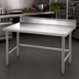 Thumbnail image #3 for Advance Tabco 84 Inch x 24 Inch 16-Gauge 430 Stainless Steel Work Table with 5 Inch Backsplash and Galvanized Open Base