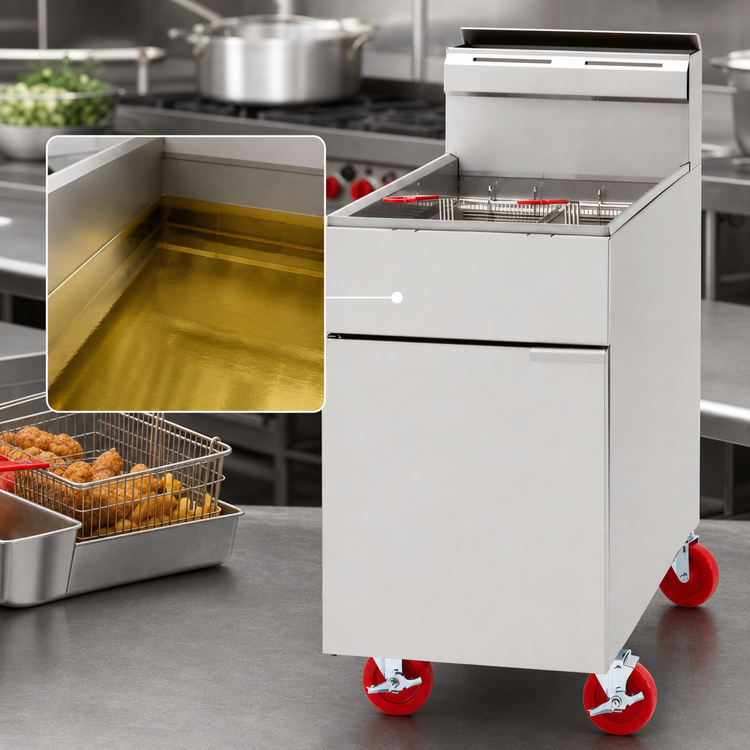 Product image #3 for American Range AF-75 Full-Size Floor Model Gas Fryer, 75 lb. Oil Capacity, 160,000 BTU