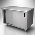 Thumbnail image #3 for Advance Tabco Special Value Series Enclosed Work Table with Sliding Door Cabinet Base, 120W x 24D, 16 Gauge 304 Stainless Steel Top