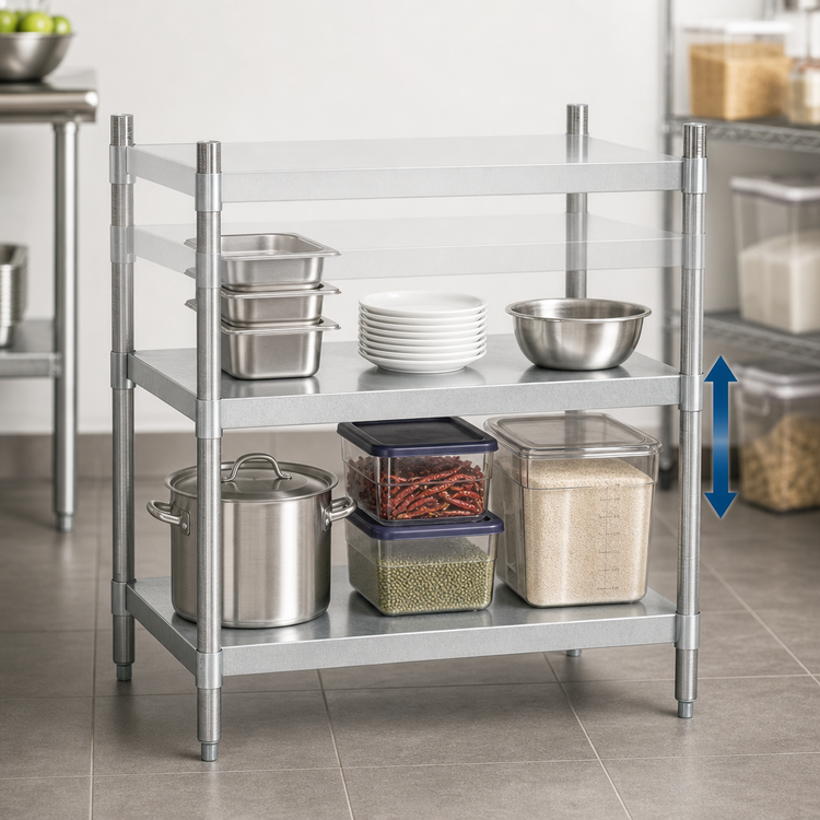 Product image #3 for BK Resources VSU3-4324 Dry Storage Shelving Unit, 43 x 24 x 38 in, 2 Adjustable Galvanized Shelves