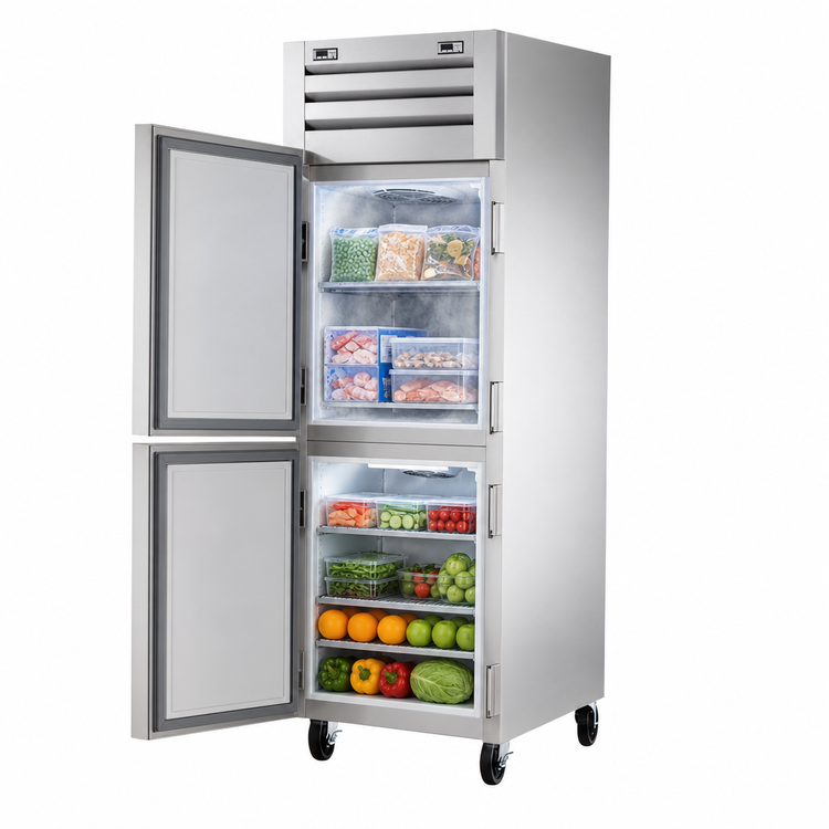 Product image #3 for True SPEC SERIES One-Section Dual-Temperature Reach-In Refrigerator/Freezer with Two Half-Size Solid Swing Doors, Stainless Steel Front & Sides