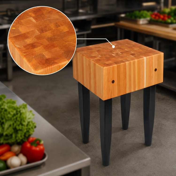 Product image #4 for John Boos Rouge et Noir Le Bloc 30 x 24 x 34 Inch End Grain American Cherry Butcher Block Work Table