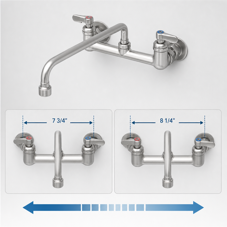 Product image #3 for T&S Brass B-2299-VF22-CR Wall-Mount Mixing Faucet with Swivel Base, 8-Inch Adjustable Centers, 14-Inch Swing Nozzle and 2.2 GPM Vandal-Resistant Aerator