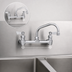 Thumbnail image #3 for Commercial Backsplash Mount Faucet with 8-Inch Swing Spout, 8-Inch Centers, Stainless Steel
