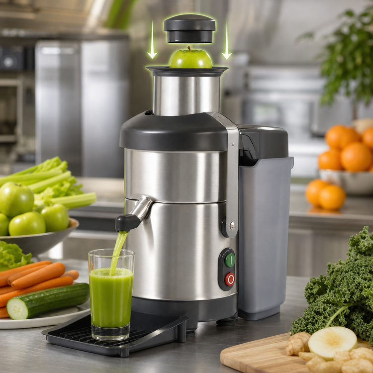 Product image #3 for Robot Coupe J80 Countertop Centrifugal Fruit and Vegetable Juicer / Juice Extractor, Automatic Feed, 1 HP, 120V