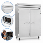 Thumbnail image #4 for Howard-McCray SF Series SF48-S-FF 48 Cu. Ft. Two-Section Stainless Steel Reach-In Freezer, Solid Hinged Doors, Top-Mounted Refrigeration